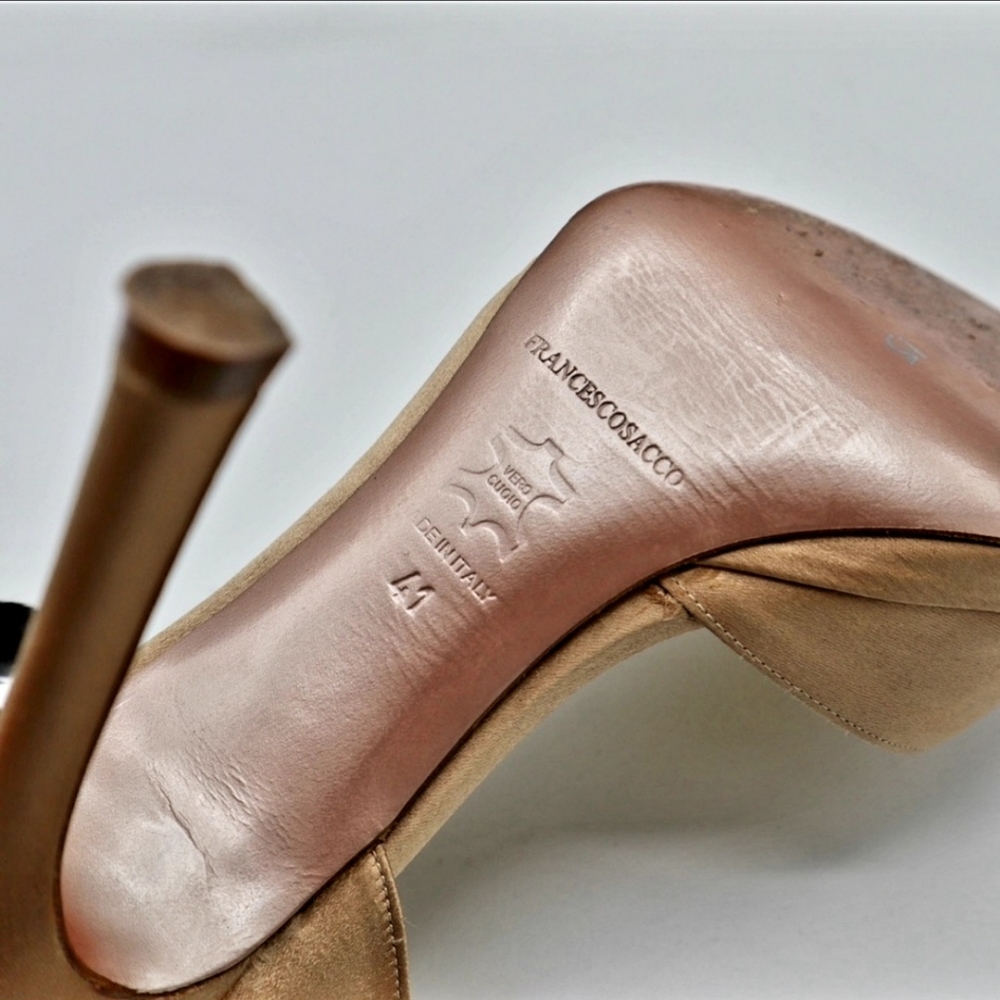 💯 Frances Cosacco Satin Feather Heel - Picture 7 of 16